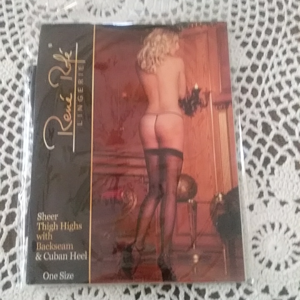 Sheer Thigh Highs with Back Seam& Cuban Heel